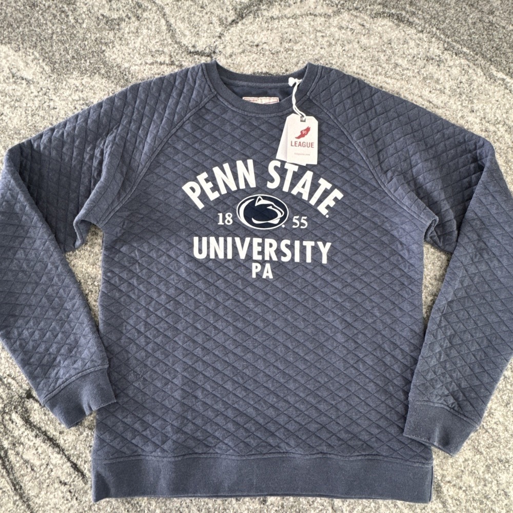 League 91 Sweatshirt Men's Blue Quilted Penn State University PA 1855 Pullover
